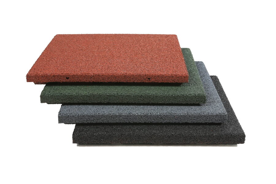 Universālās gumijas flīzes 500 x 500 x 30 mm pelēkas ar savienojumiem