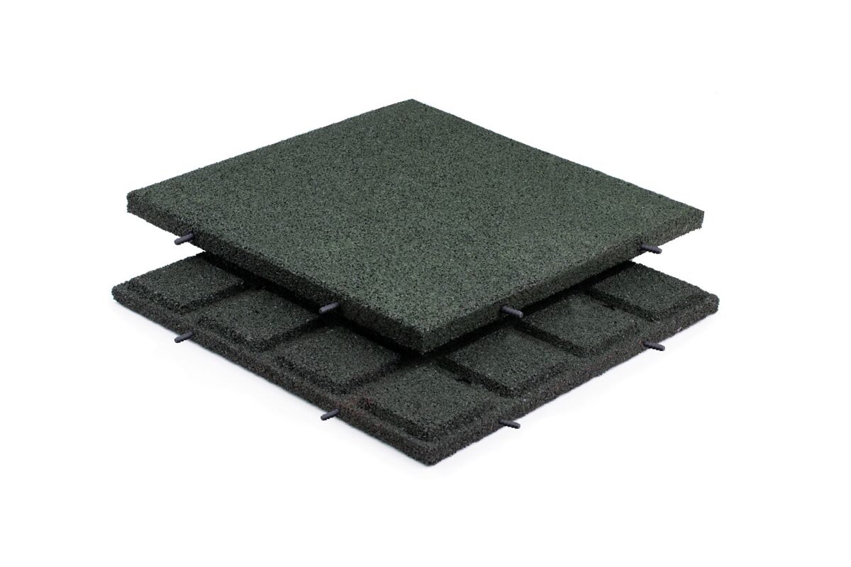 Universālās gumijas flīzes 500 x 500 x 30 mm zaļas ar savienojumiem