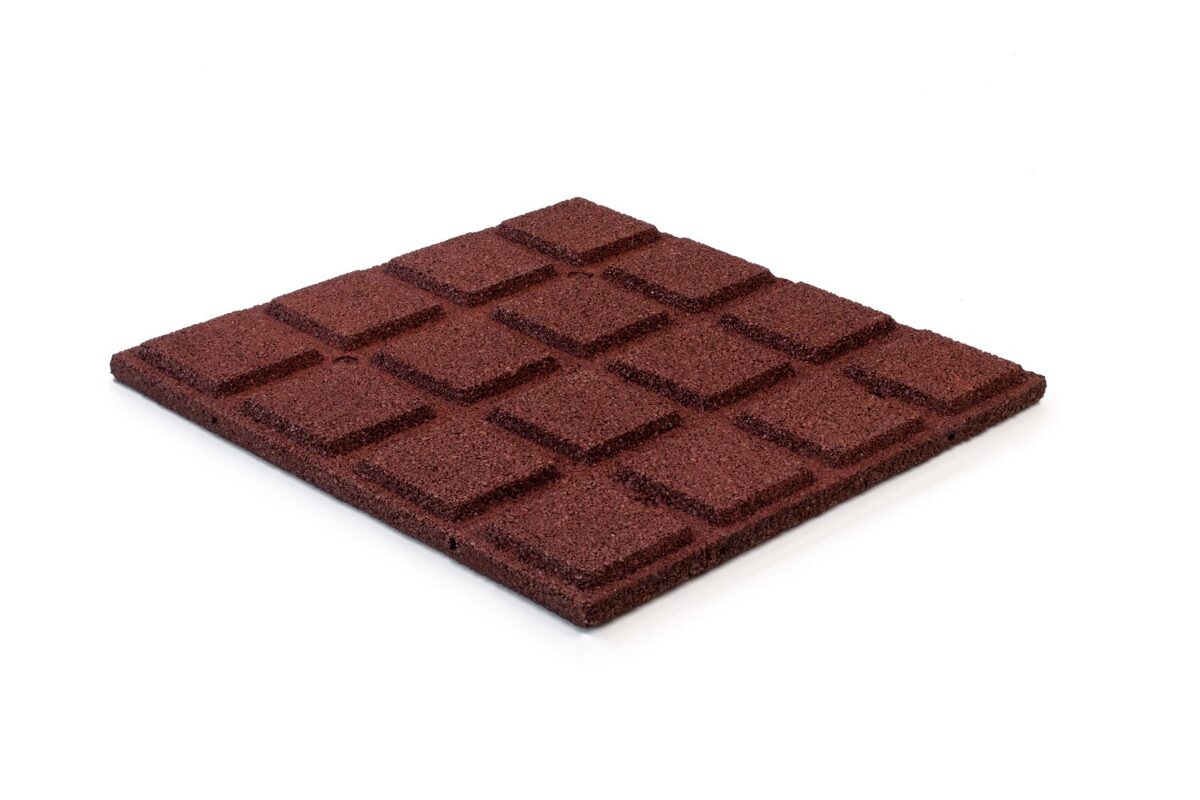 Universālās gumijas flīzes 500 x 500 x 30 mm sarkanas ar savienojumiem