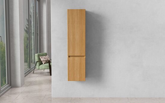 Sānu skapītis, 30 x 28 x 120 cm, gaišs tīkkoks, divas durvis, 3 plaukti