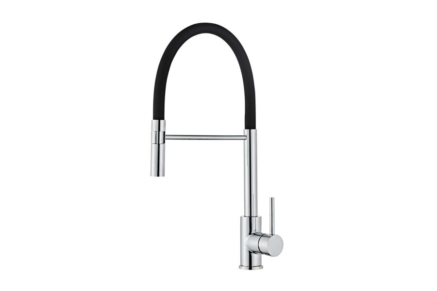 Kitchen faucet, with flexible spout, chrome