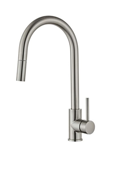 Kitchen faucet, C-spout, with pull-out spout