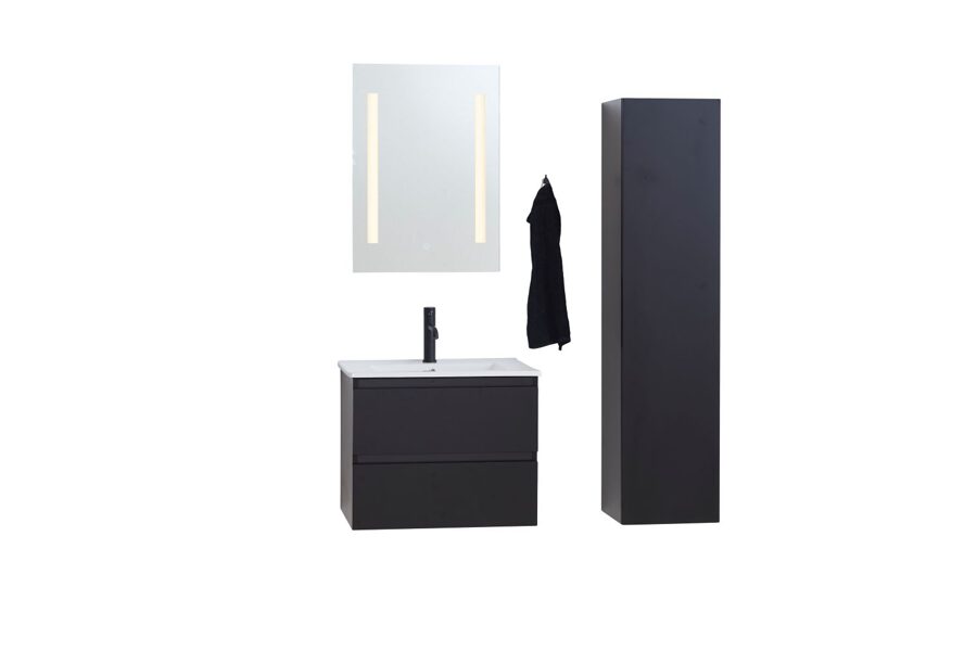 Bath cabinet + basin, 600x460x500 mm, matt black