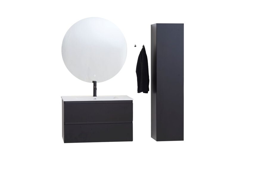 Bath cabinet + basin, 800x460x500 mm, matt black