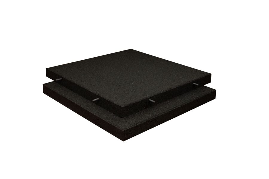 Rubber tiles 500x500x30 mm black UNIVERSAL