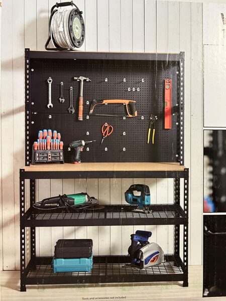 Metallinen hylly/työpöytä