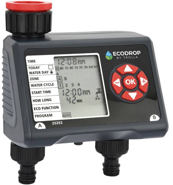 "Ecodrop" electronic 2-zone watering timer