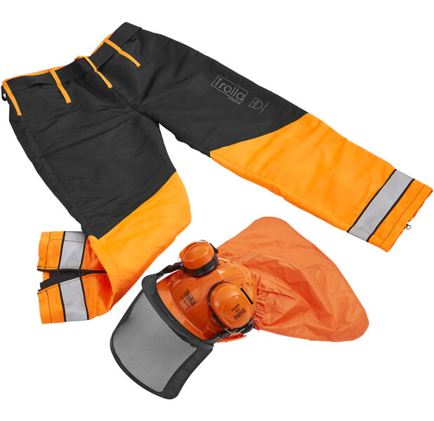 Комплект безопасности (штаны пилы и защитная каска)